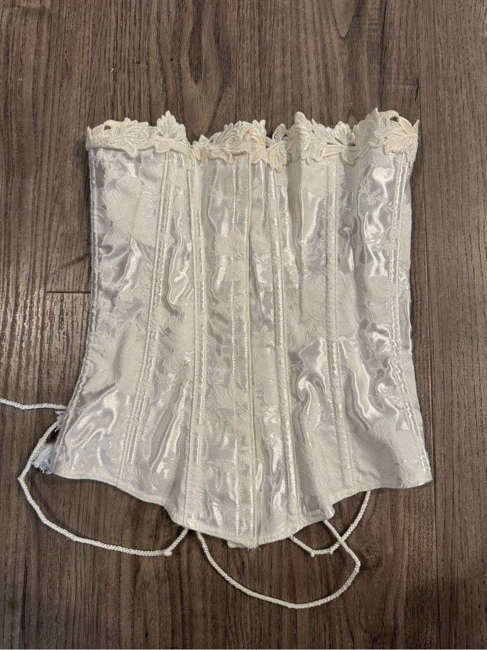 Ivory Lace-Trim Bustier Corset Top